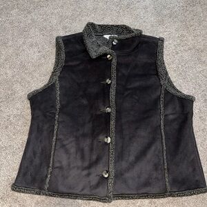 Vintage L.L. Bean Dark Brown Faux Suede Sherpa Vest